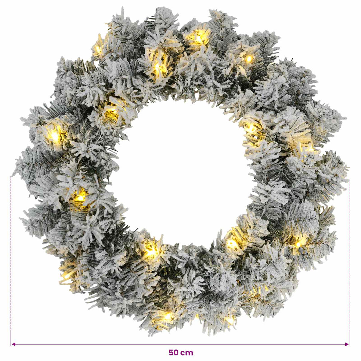 Kalėdų Vainikas Žalia ir balta Ø 50 cm PVC 25 LED