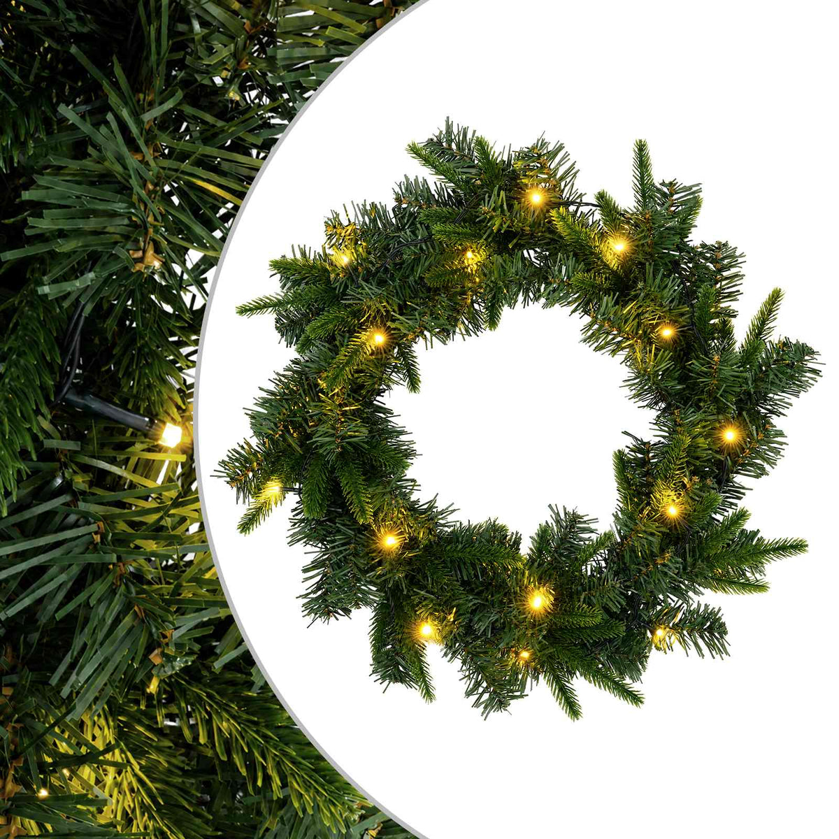 Kalėdų Vainikas Žalia Ø 50 cm PVC ir PE 25 LED
