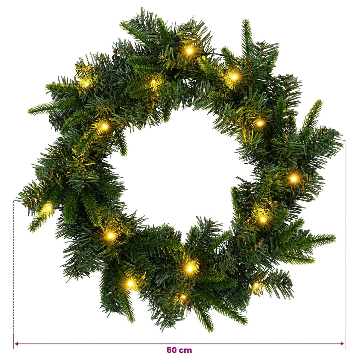 Kalėdų Vainikas Žalia Ø 50 cm PVC ir PE 25 LED