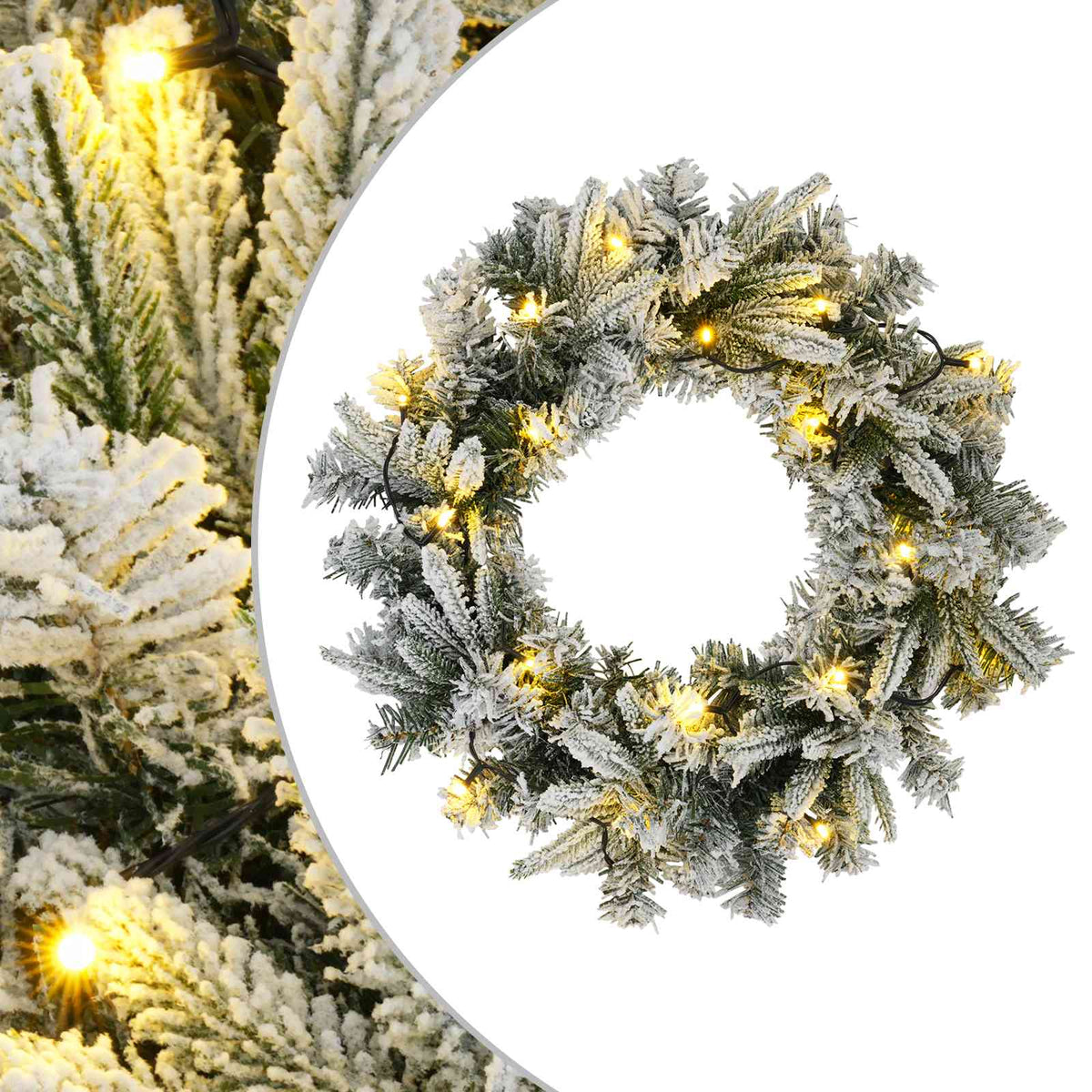 Kalėdų Vainikas Žalia ir balta Ø 50 cm PVC ir PE 25 LED