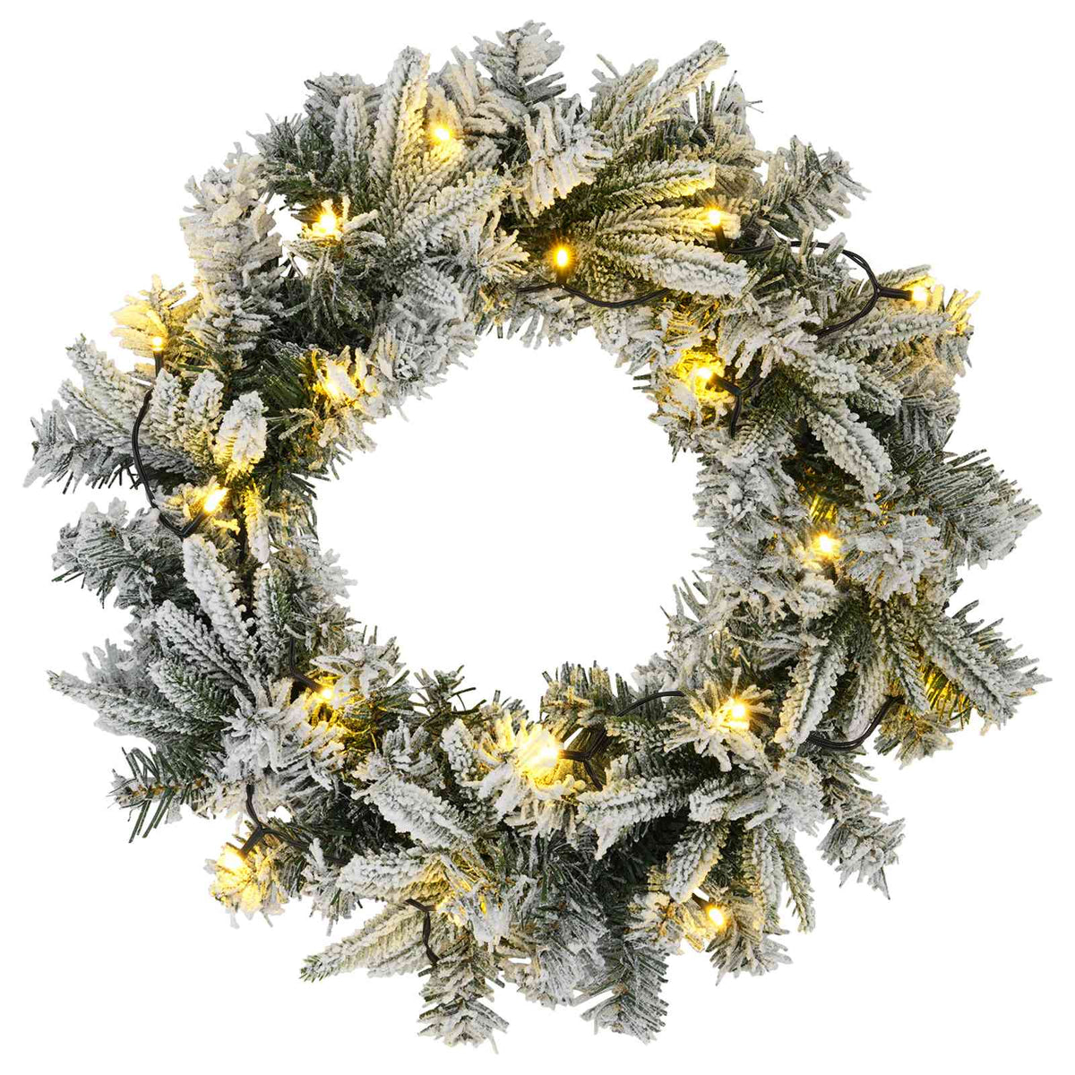 Kalėdų Vainikas Žalia ir balta Ø 50 cm PVC ir PE 25 LED