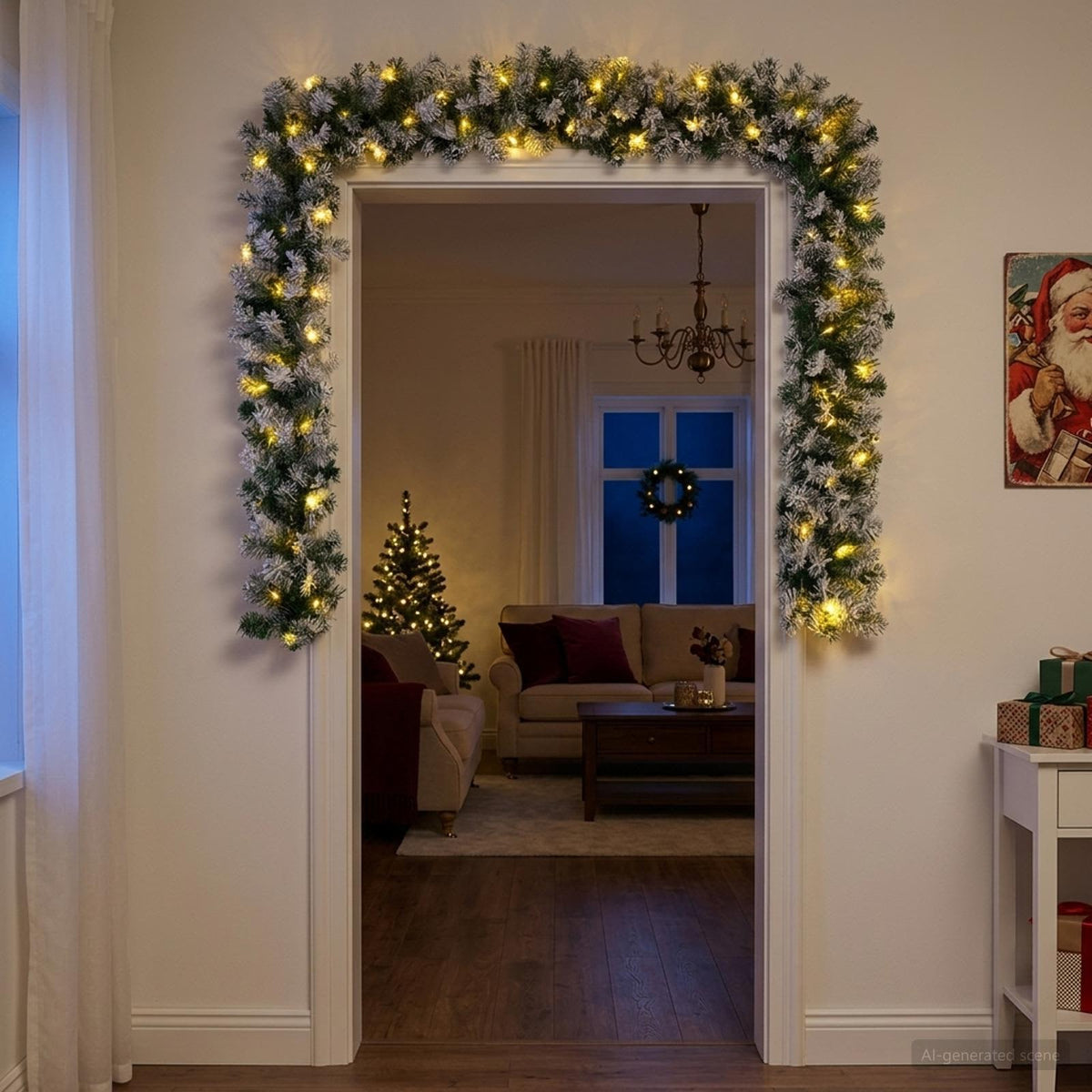 Kalėdinė girlanda Žalia ir balta 270 cm PVC 50 LED