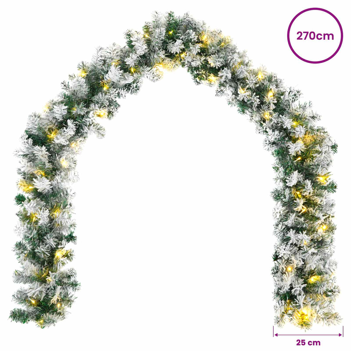 Kalėdinė girlanda Žalia ir balta 270 cm PVC 50 LED