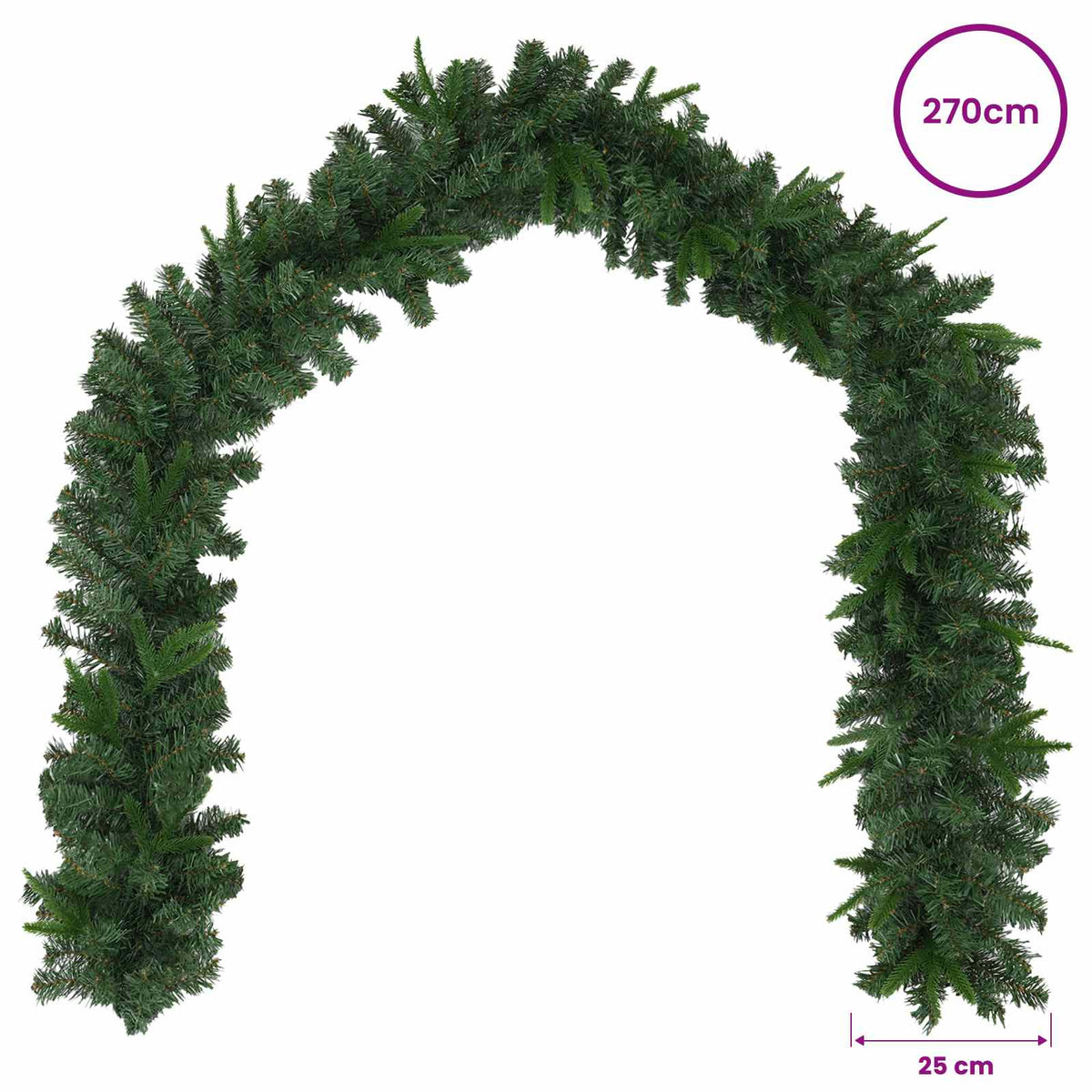 Kalėdinė girlanda Žalia 270 cm PVC ir PE