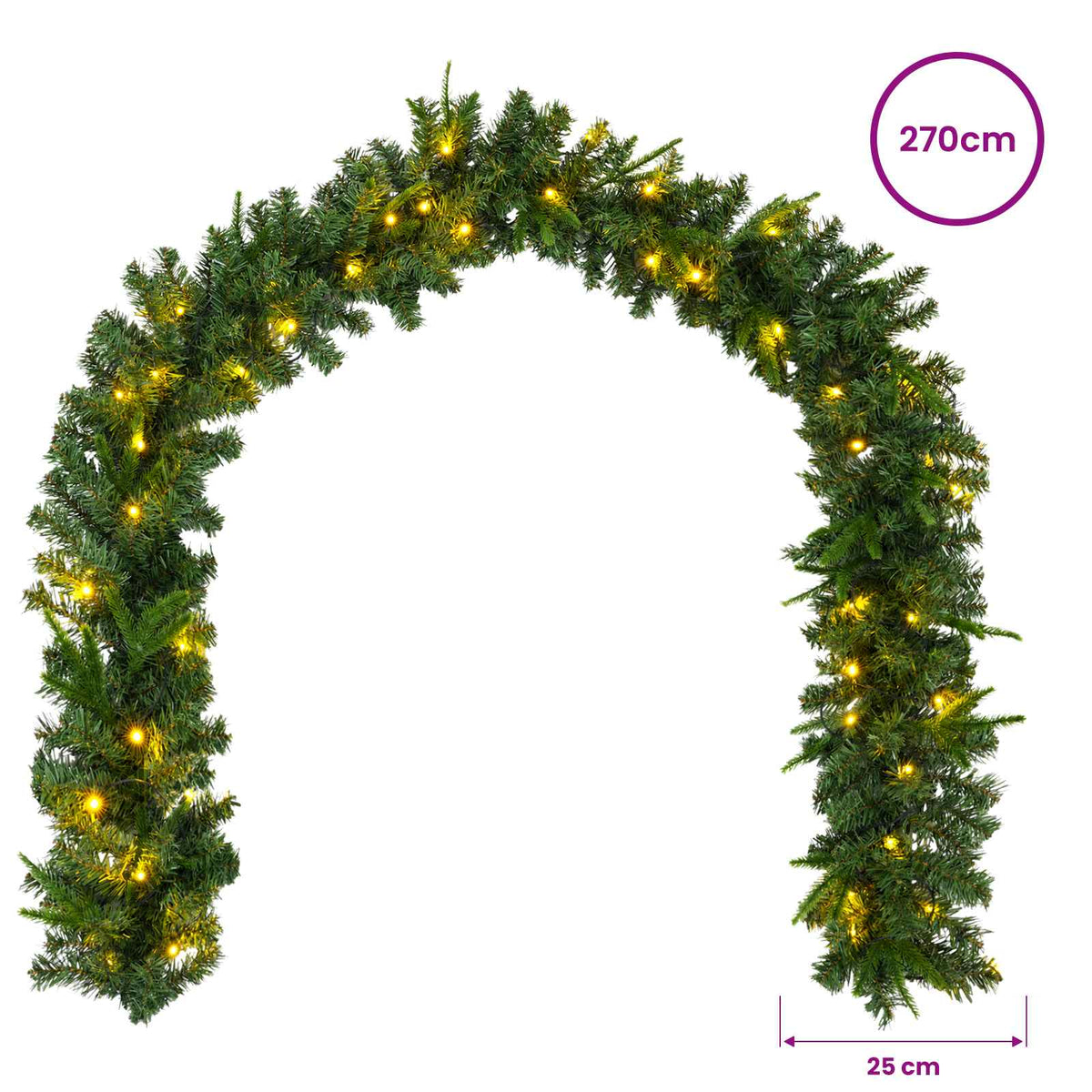 Kalėdinė girlanda Žalia 270 cm PVC ir PE 50 LED