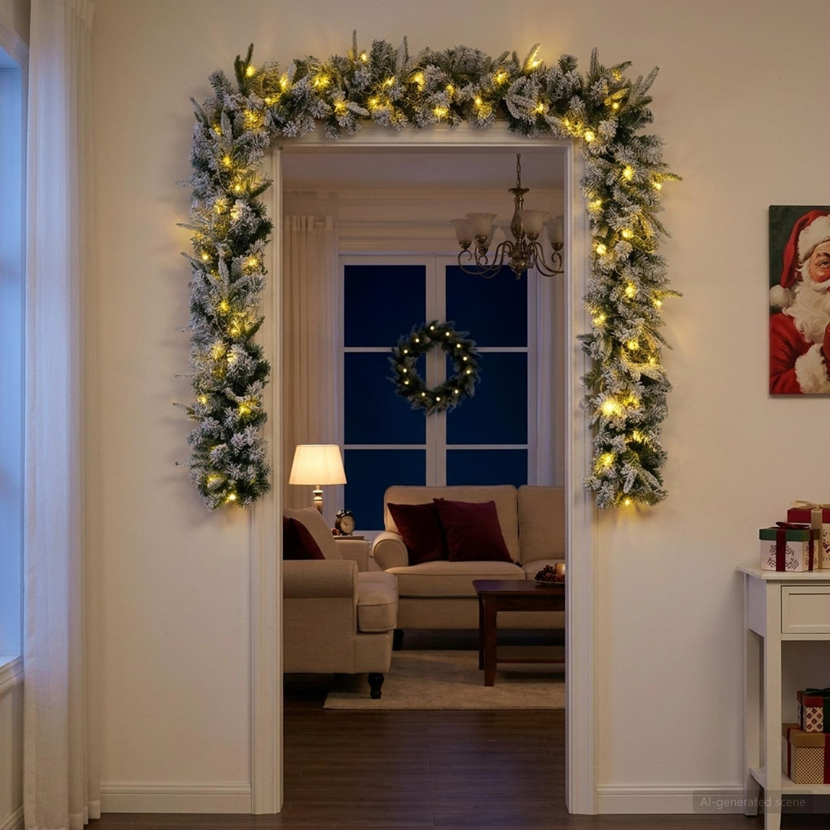 Kalėdinė girlanda Žalia ir balta 270 cm PVC ir PE 50 LED