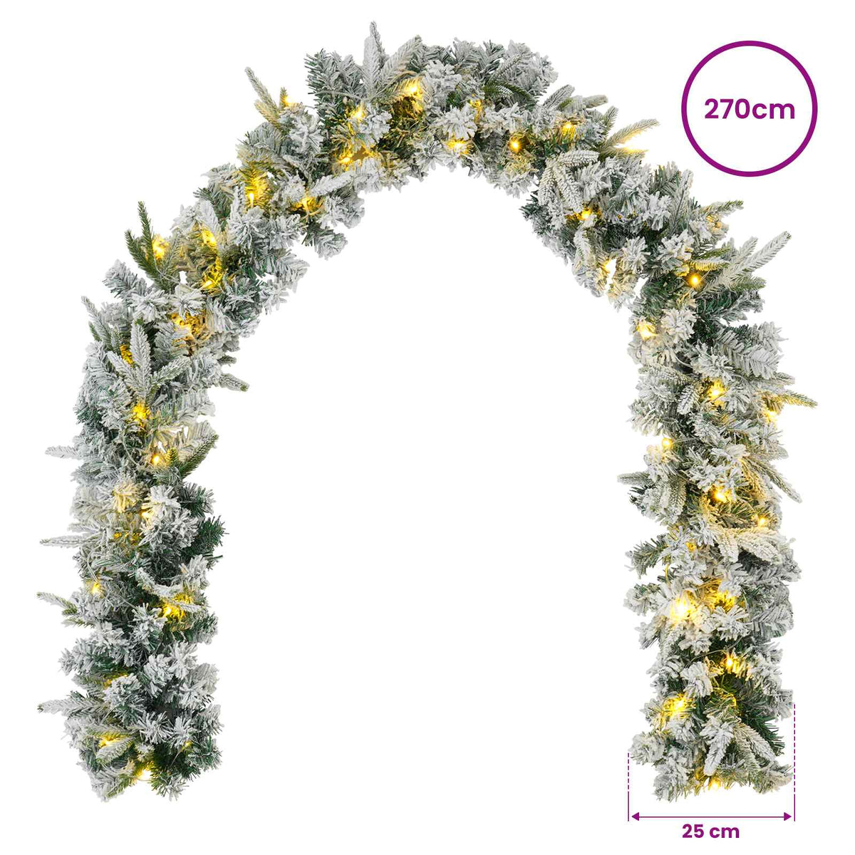 Kalėdinė girlanda Žalia ir balta 270 cm PVC ir PE 50 LED