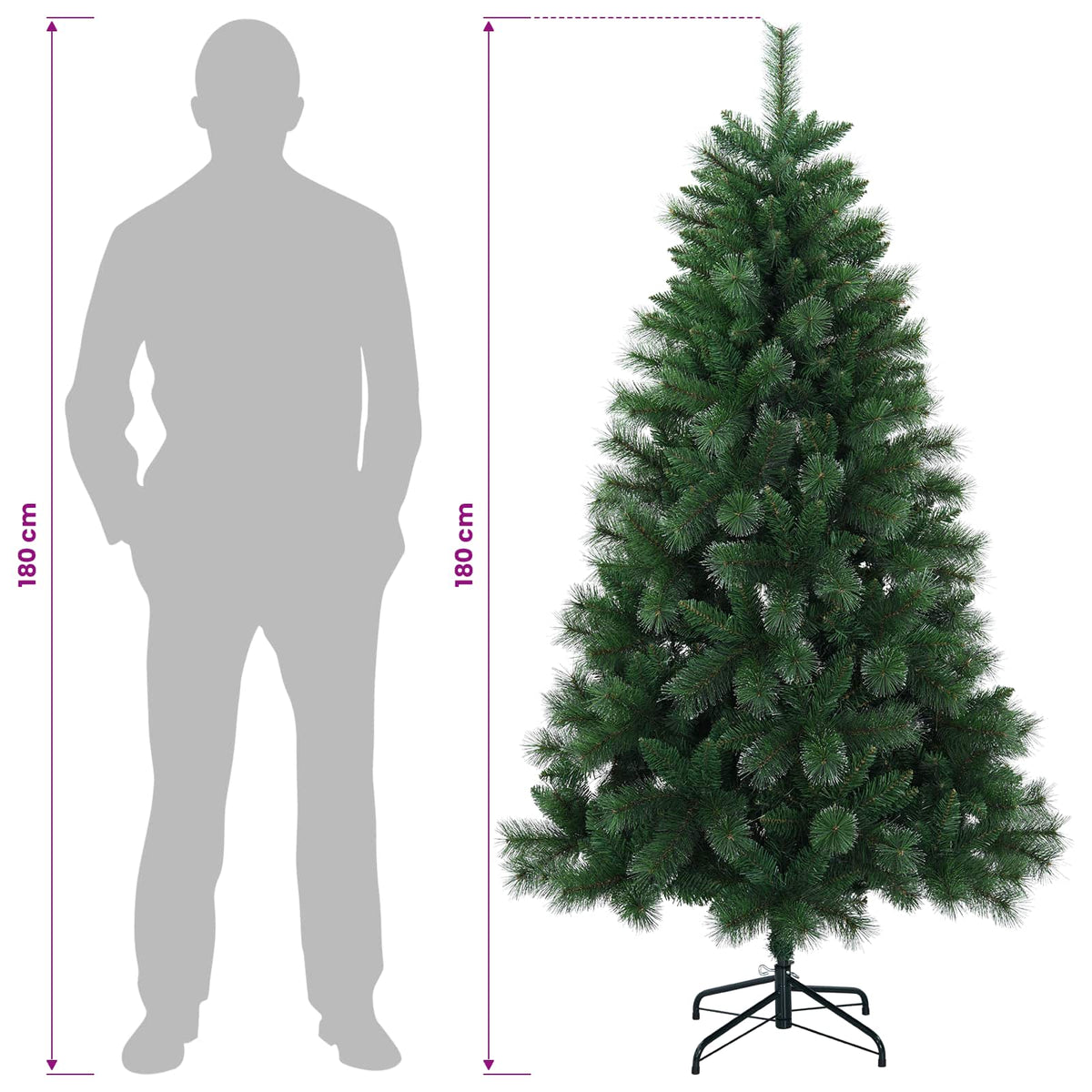Dirbtinė Kalėdų eglutė 180 cm PVC ir metalas Žalia