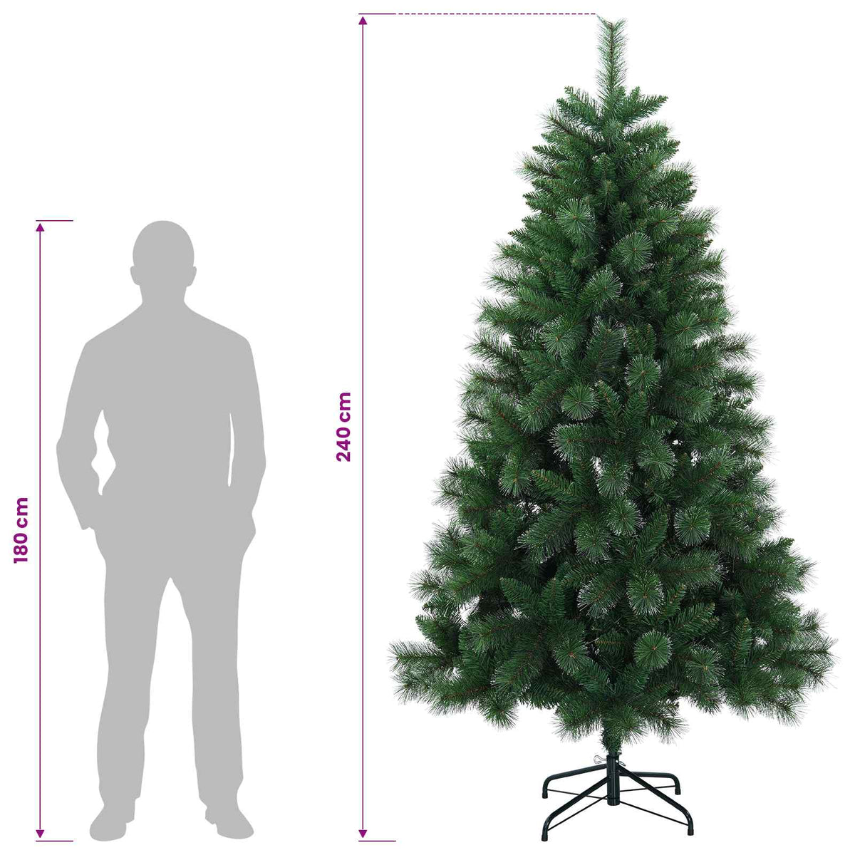 Dirbtinė Kalėdų eglutė 240 cm PVC ir metalas Žalia