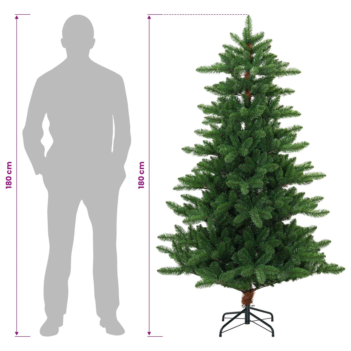Dirbtinė Kalėdų eglutė 180 cm PVC ir metalas Žalia