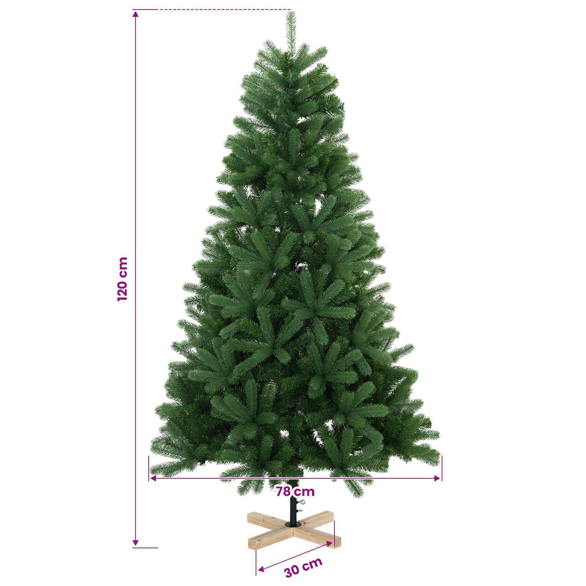 Dirbtinė Kalėdų eglutė 120 cm PVC ir pušies medienos masyvas