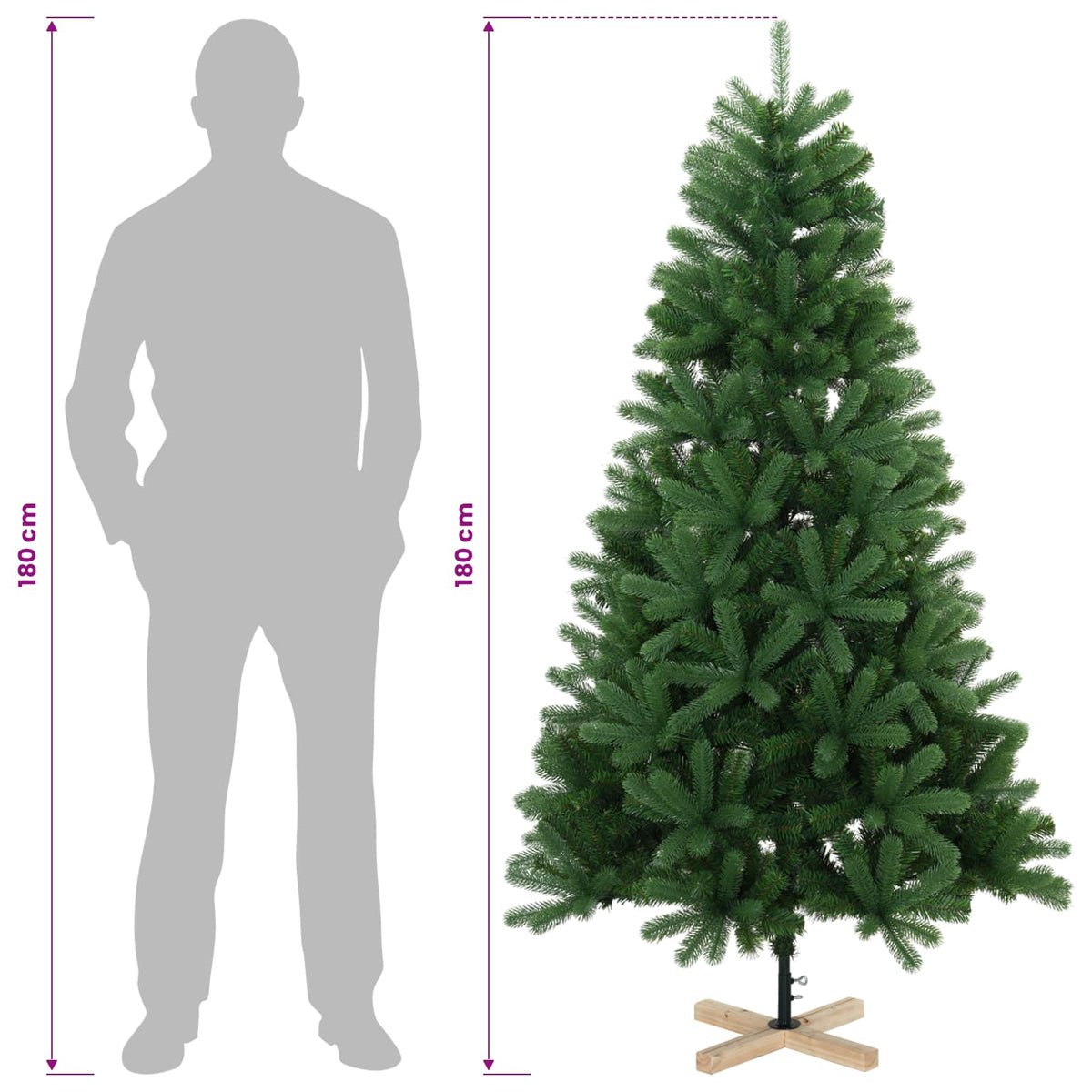 Dirbtinė Kalėdų eglutė 180 cm PVC ir pušies medienos masyvas