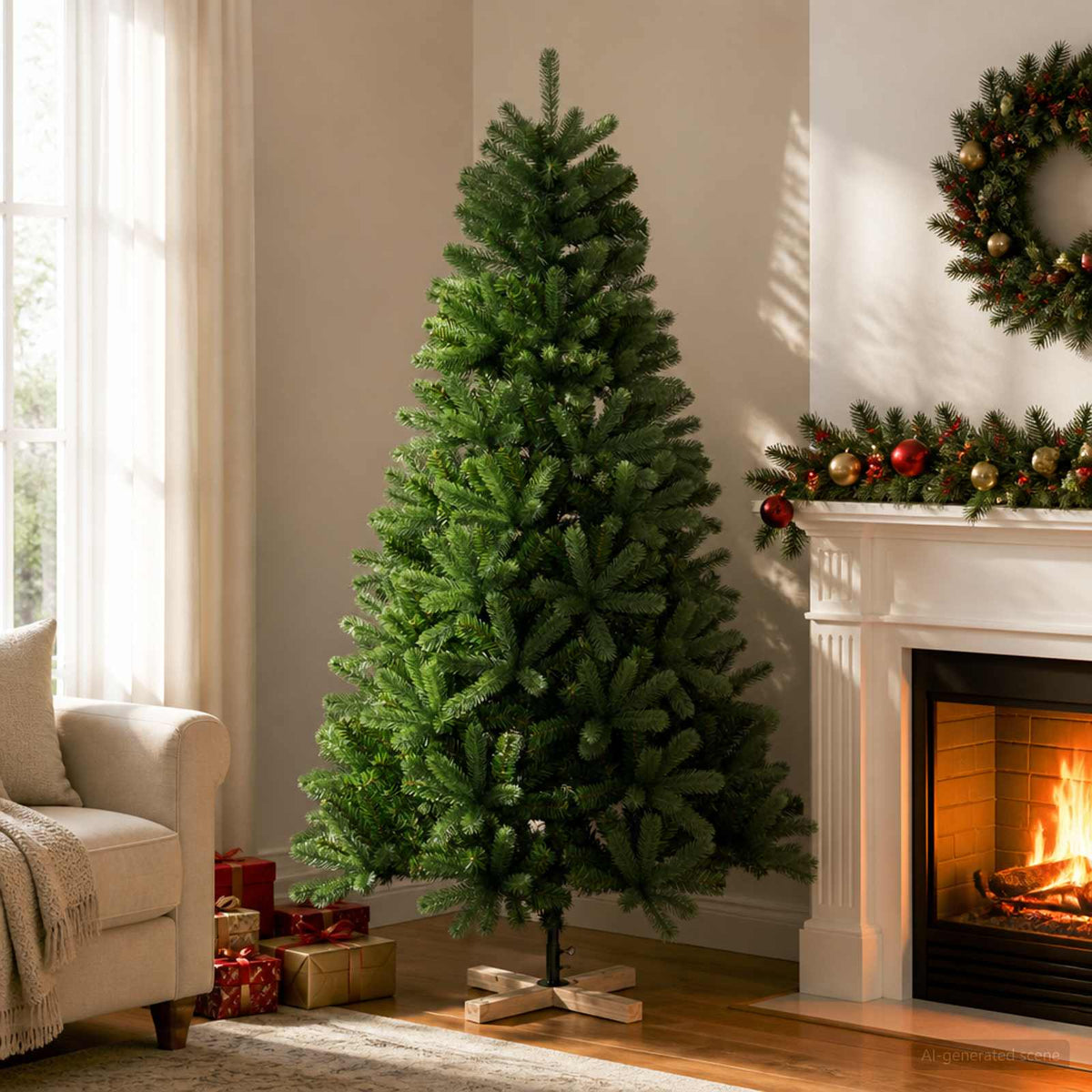 Dirbtinė Kalėdų eglutė 240 cm PVC ir pušies medienos masyvas