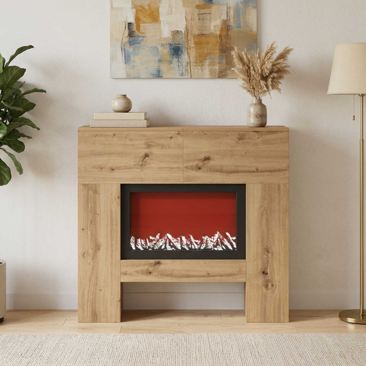 Elektrinis židinys Artisano ąžuolo 100 x 24,5 x 90 cm