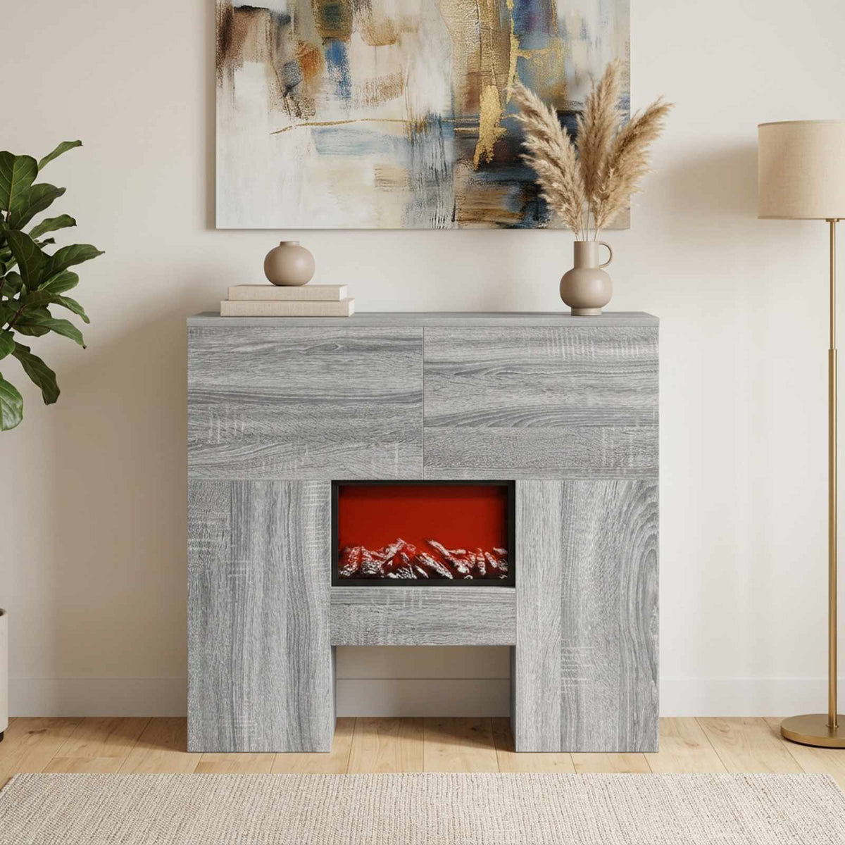 Elektrinis židinys Pilka Sonoma 75 x 24,5 x 75 cm