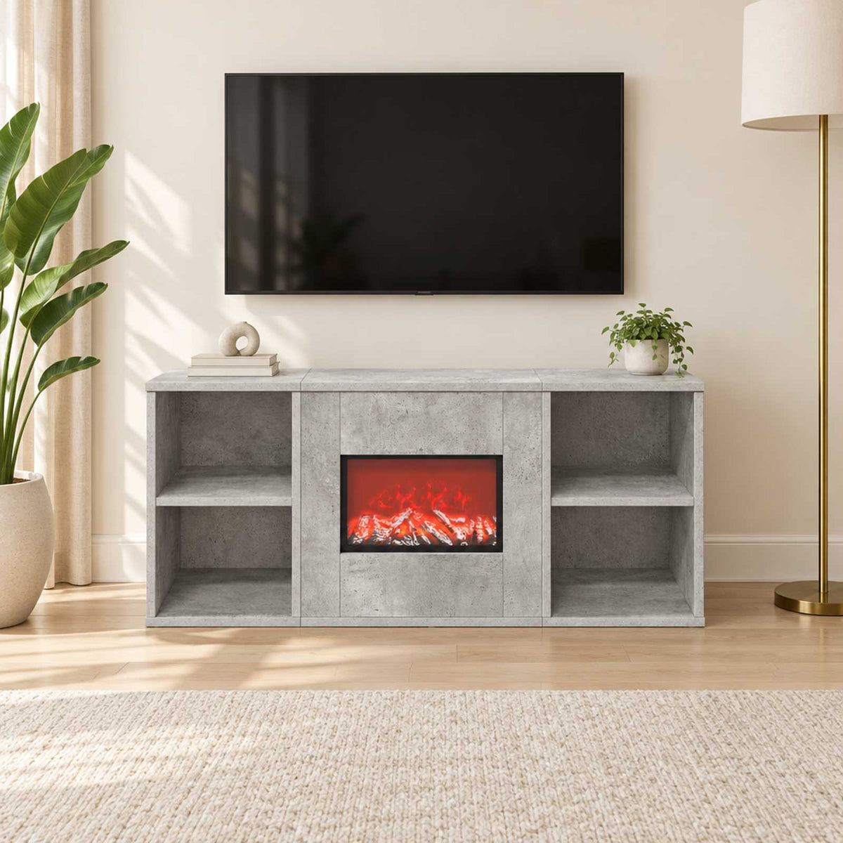 Elektrinis židinys Betono 100 x 37 x 45,5 cm Apdirbta mediena