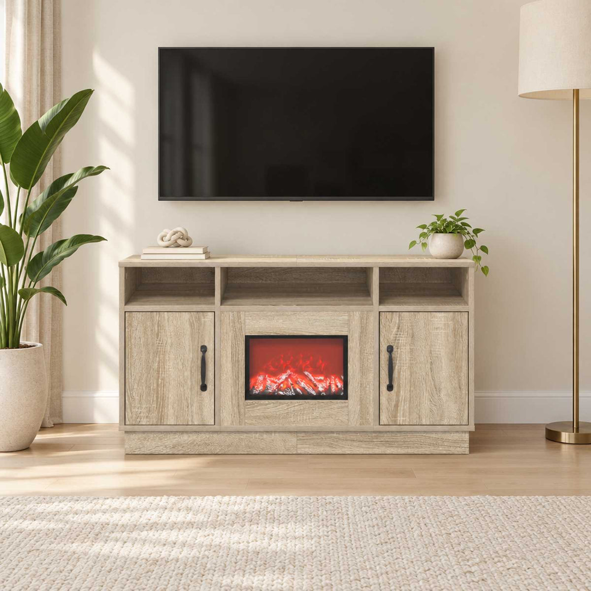 Elektrinis židinys Sonoma ąžuolo 100 x 33 x 55 cm