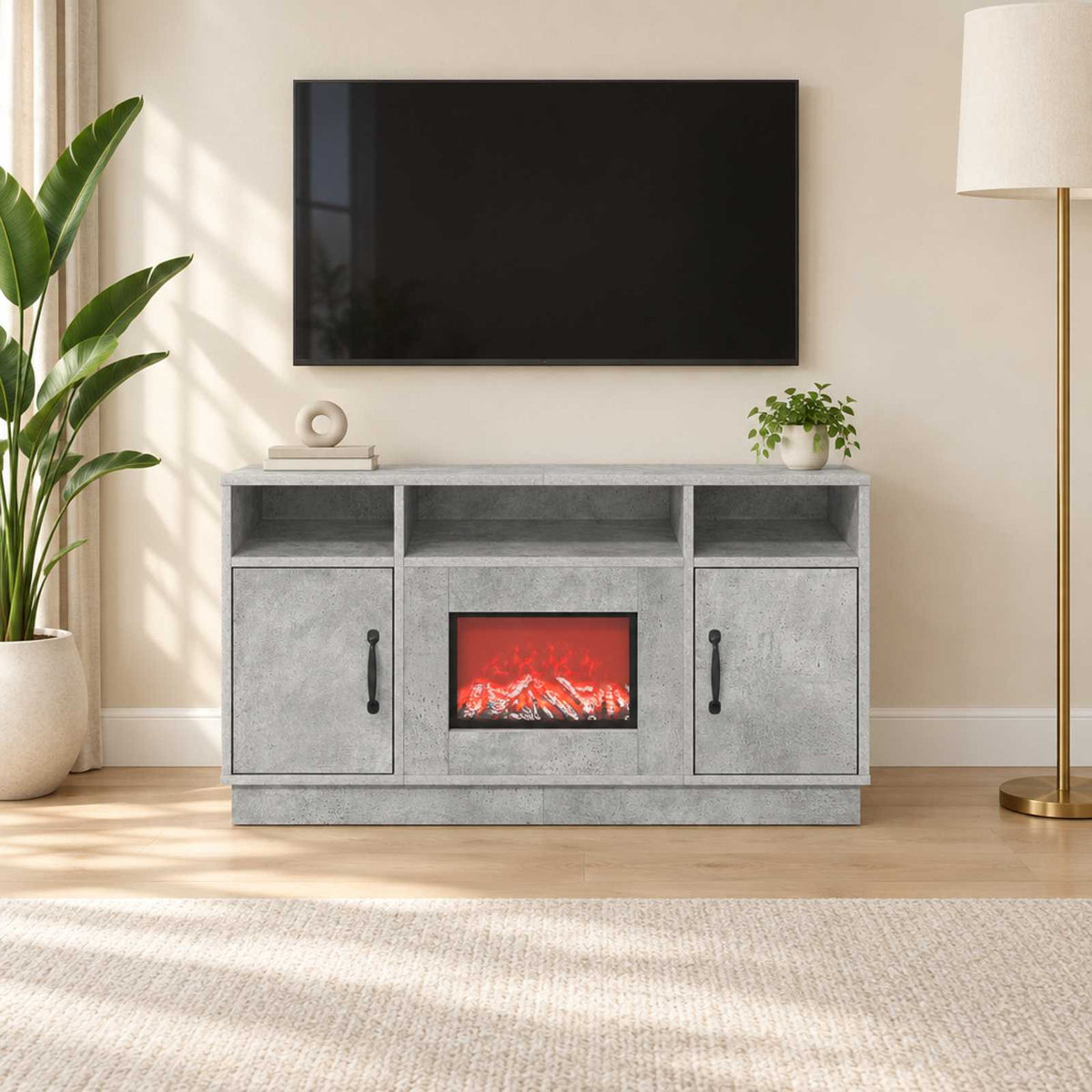 Elektrinis židinys Betono 100 x 33 x 55 cm Apdirbta mediena