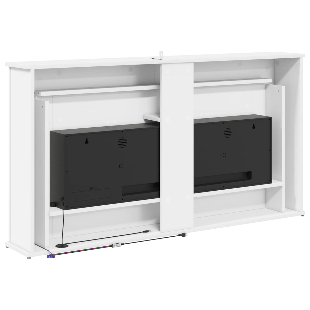 Židinys su LED juosta Balta 130 x 20 x 69,5 cm Apdirbta mediena