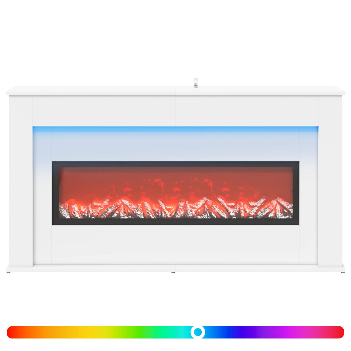 Židinys su LED juosta Balta 130 x 20 x 69,5 cm Apdirbta mediena
