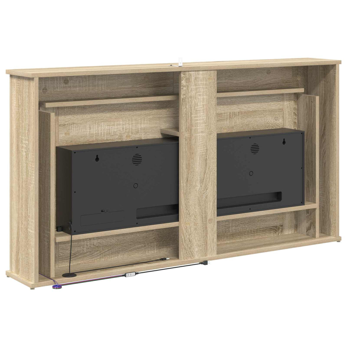 Židinys su LED juosta Sonoma ąžuolo 130 x 20 x 69,5 cm