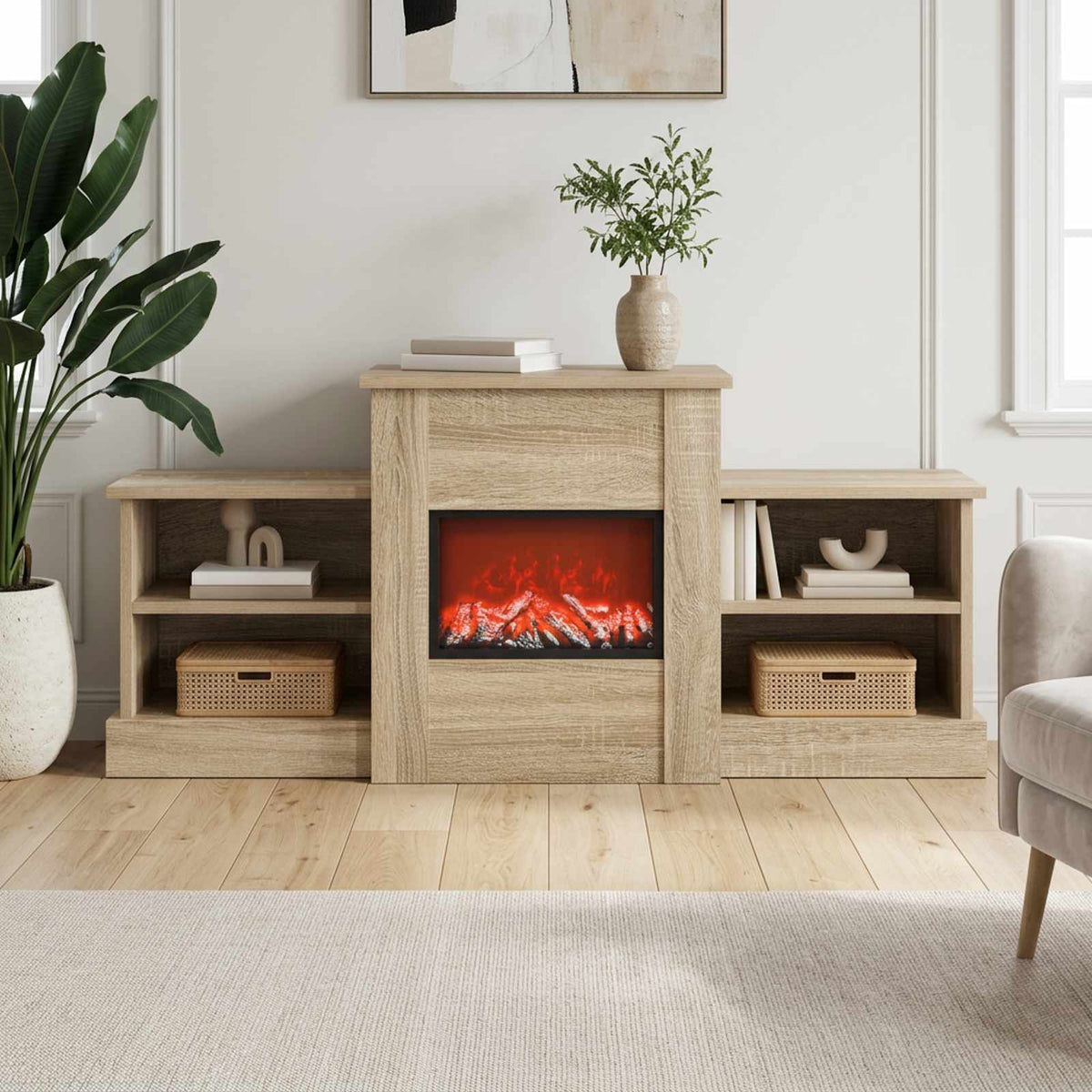 Elektrinis židinys Sonoma ąžuolo 110 x 30 x 50 cm
