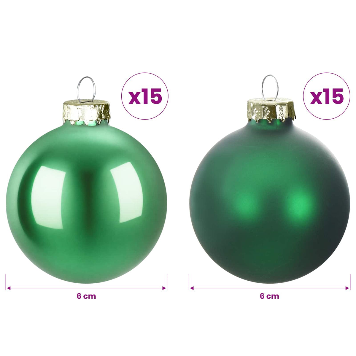 Kalėdų kamuoliukų rinkinys 30 vnt. Žalia 6 cm Polystirenas