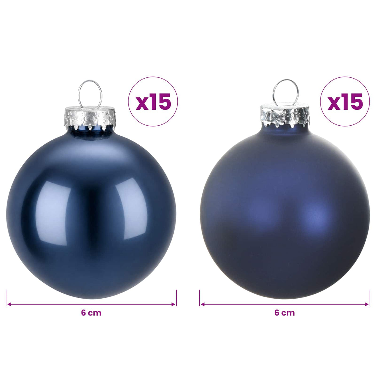 Kalėdų kamuoliukų rinkinys 30 vnt. Mėlyna 6 cm Polystirenas