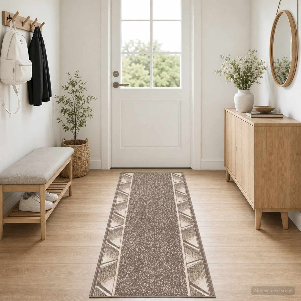 Bėgimo kilimėlis FLORNES Austas Taupe PP 7 mm