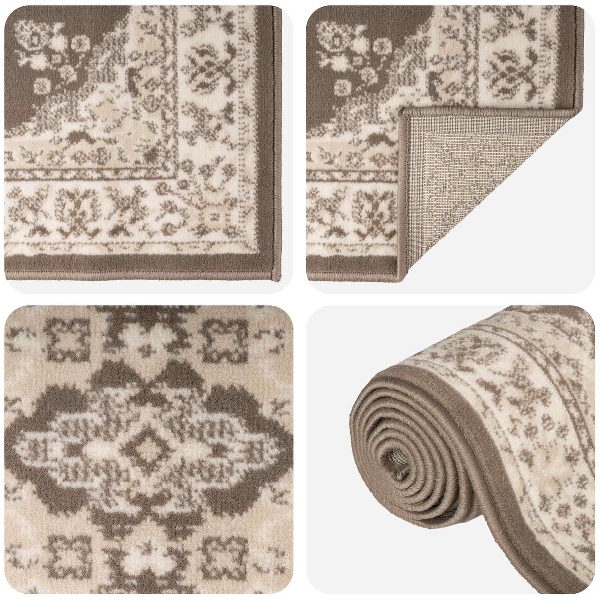 Bėgimo kilimėlis FLORNES Austas Taupe PP 7 mm