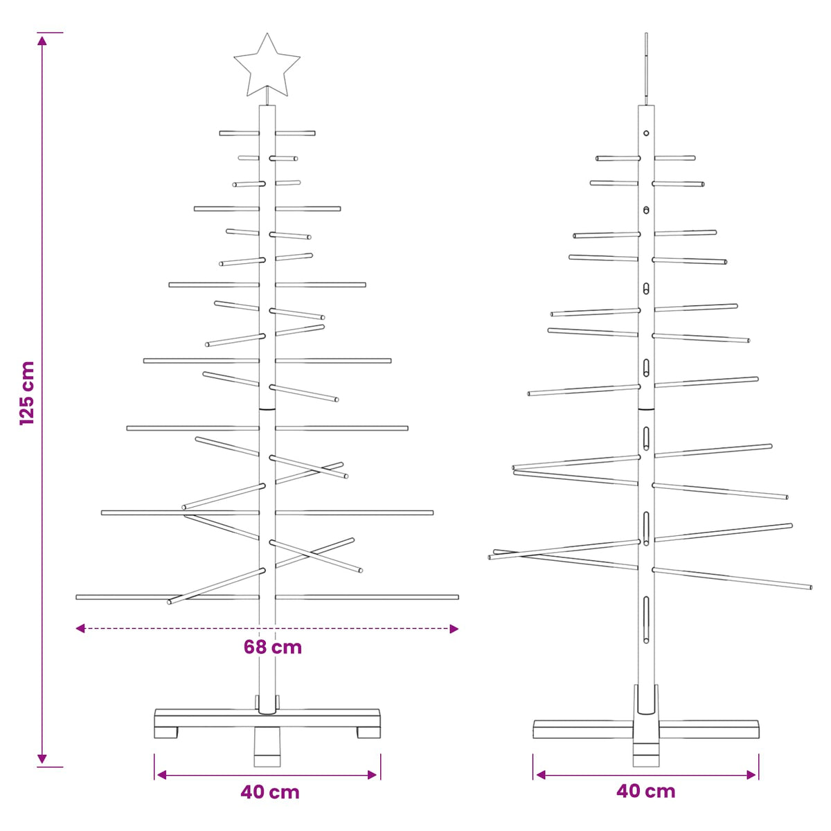 Medinė Kalėdų eglutė 125 cm Bambukas ir pušies medienos masyvas