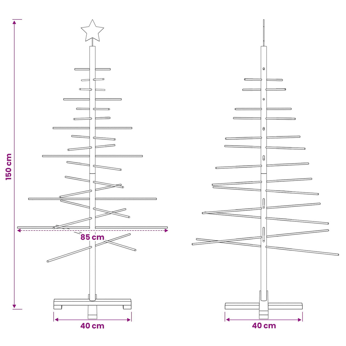 Medinė Kalėdų eglutė 150 cm Bambukas ir pušies medienos masyvas