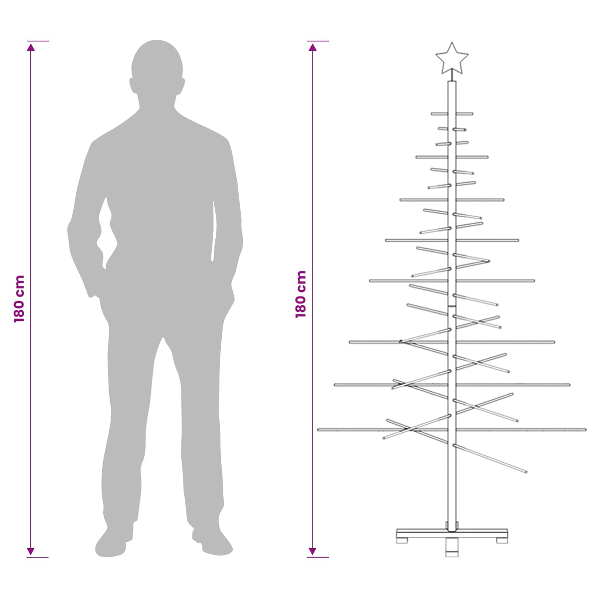 Medinė Kalėdų eglutė 180 cm Bambukas ir pušies medienos masyvas