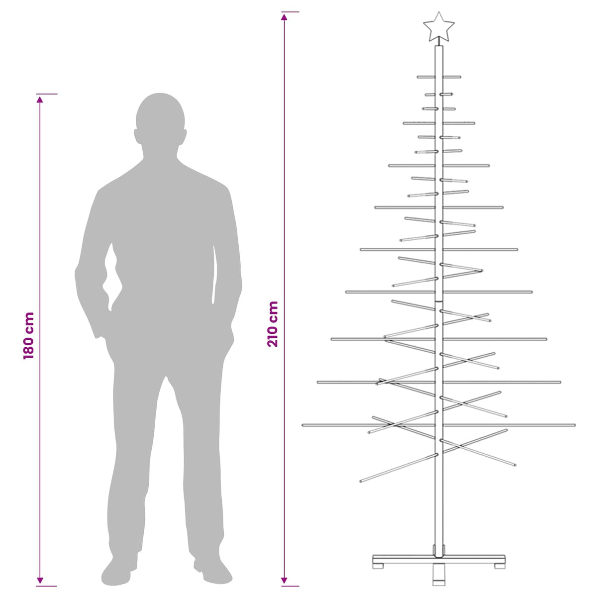 Medinė Kalėdų eglutė 210 cm Bambukas ir pušies medienos masyvas