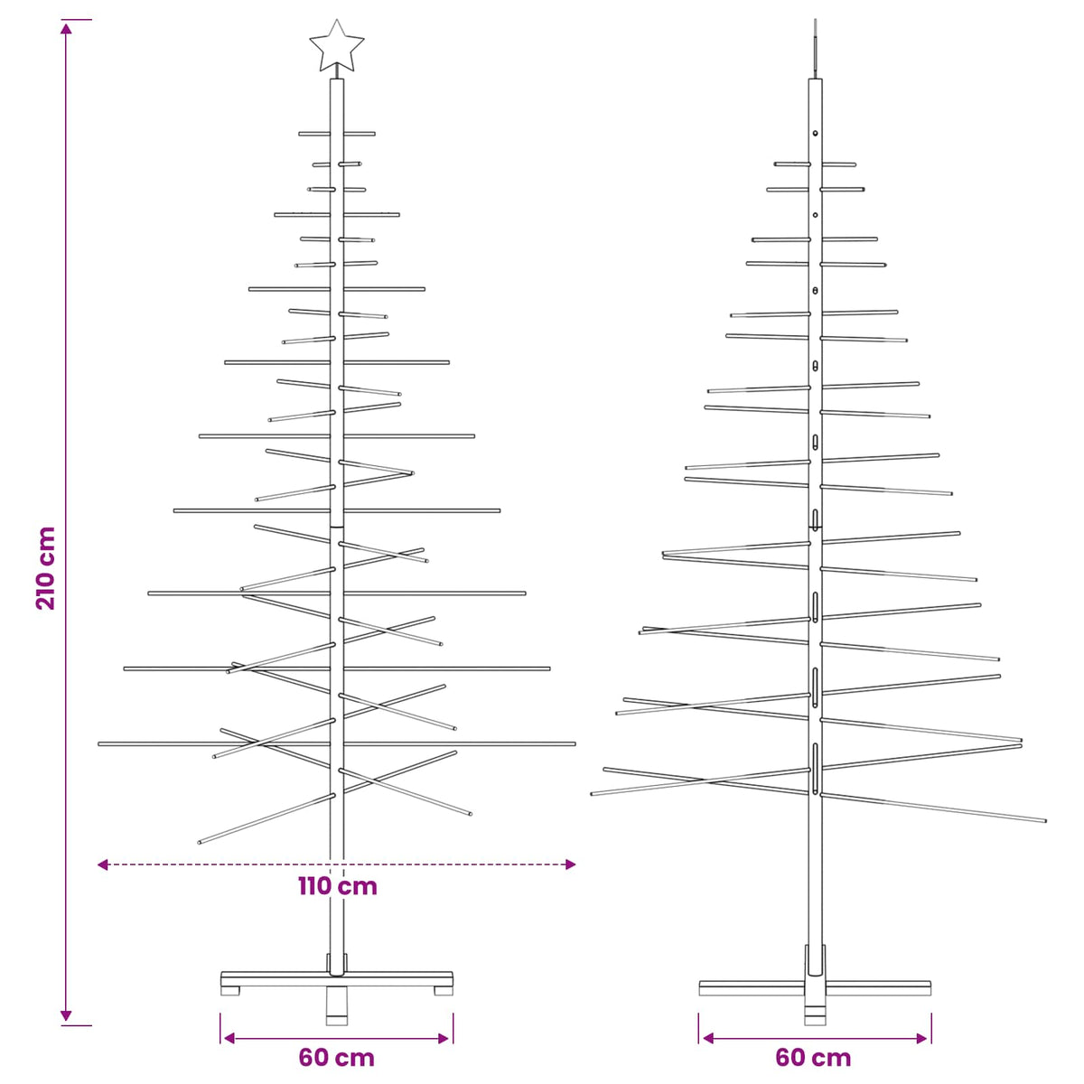 Medinė Kalėdų eglutė 210 cm Bambukas ir pušies medienos masyvas