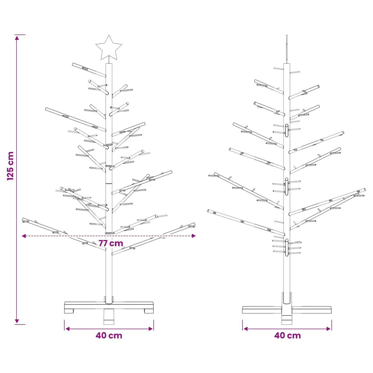 Medinė Kalėdų eglutė 125 cm Bambukas ir pušies medienos masyvas