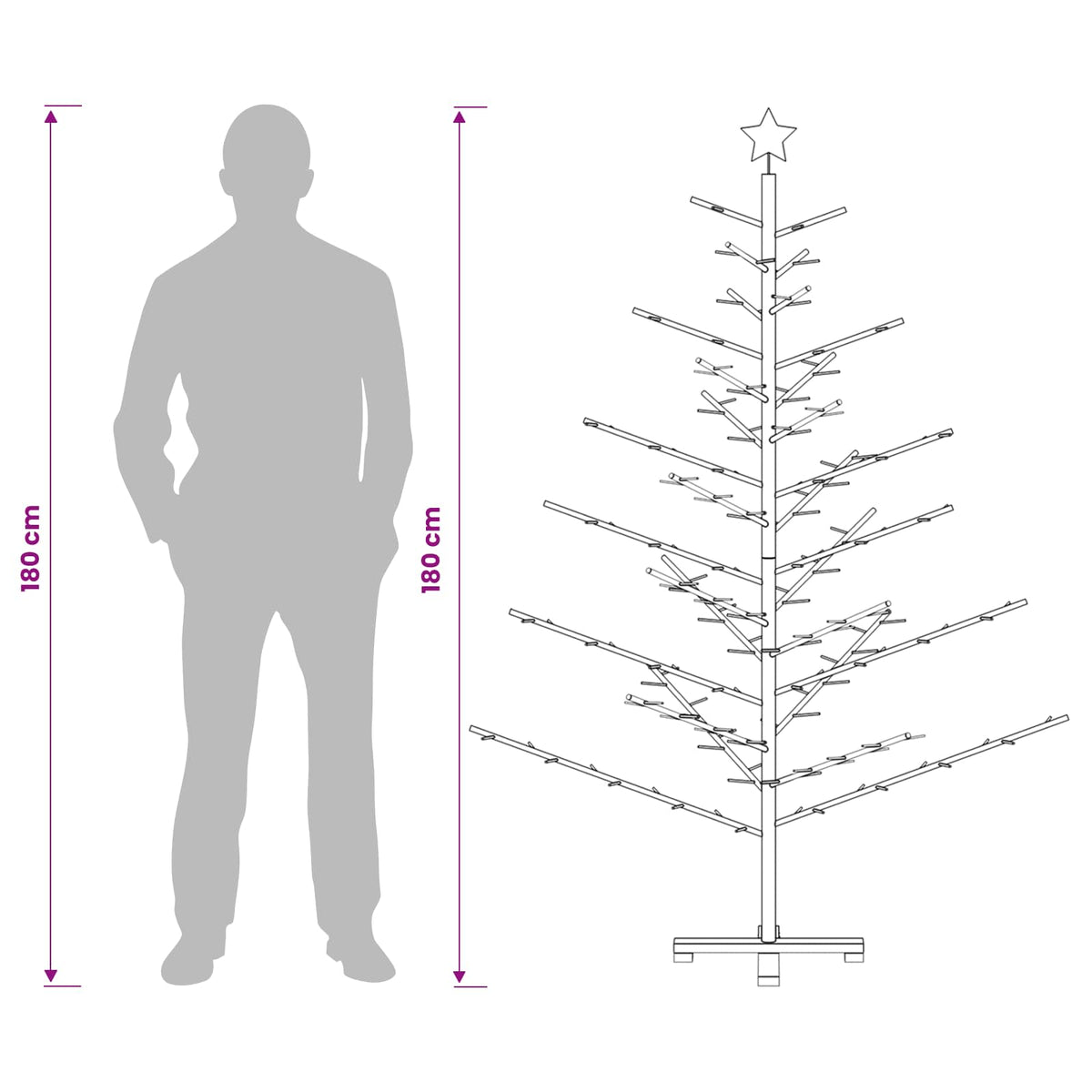 Medinė Kalėdų eglutė 180 cm Bambukas ir pušies medienos masyvas