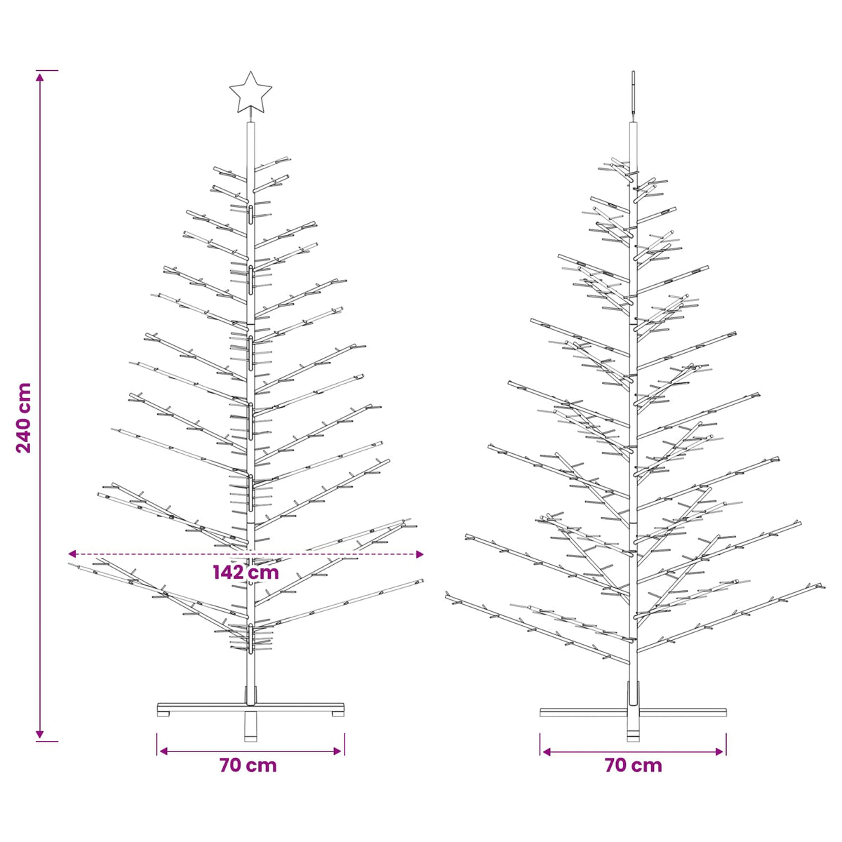 Medinė Kalėdų eglutė 240 cm Bambukas ir pušies medienos masyvas