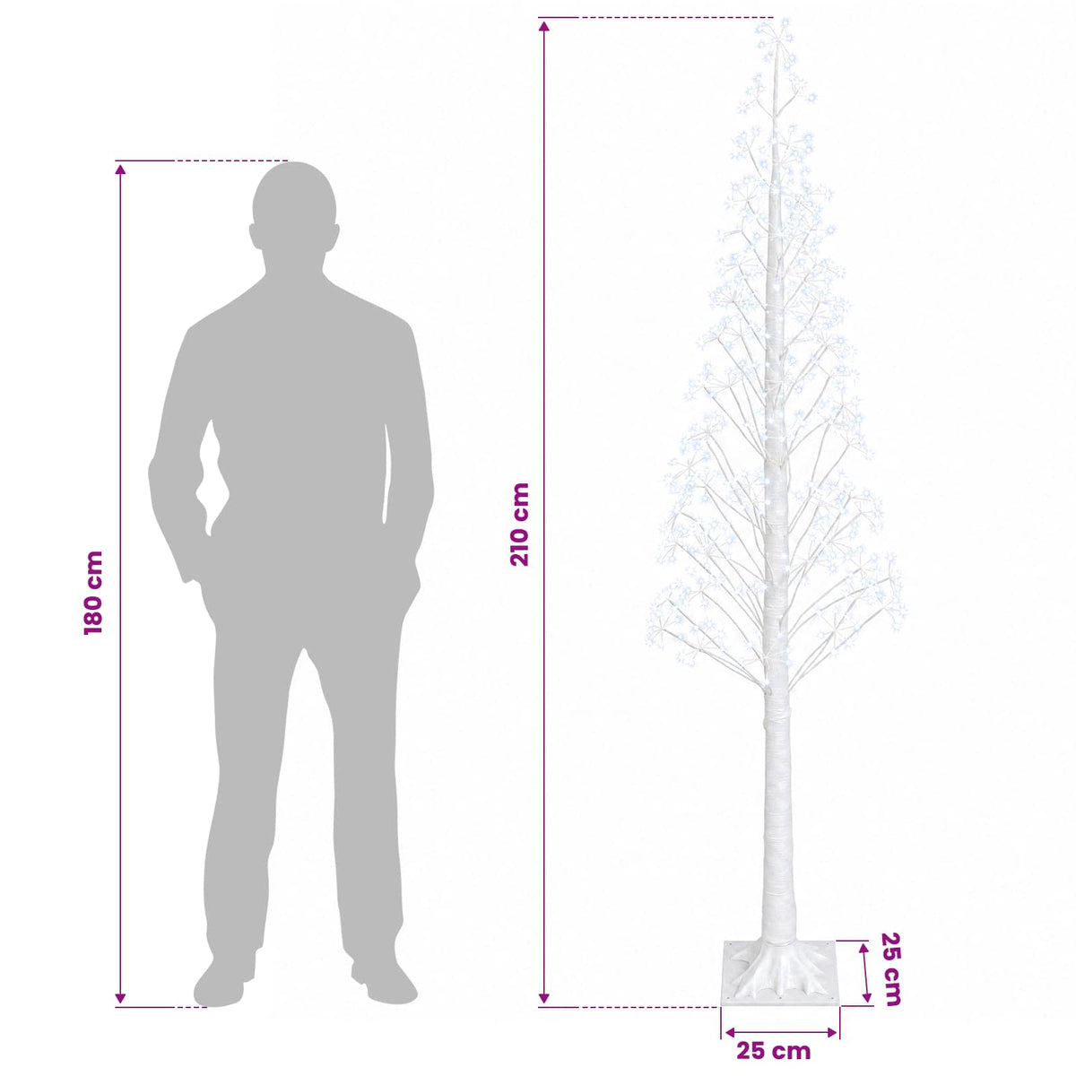 Žvaigždinė Kalėdų eglutė Balta 25 x 25 x 210 cm Plastmasė