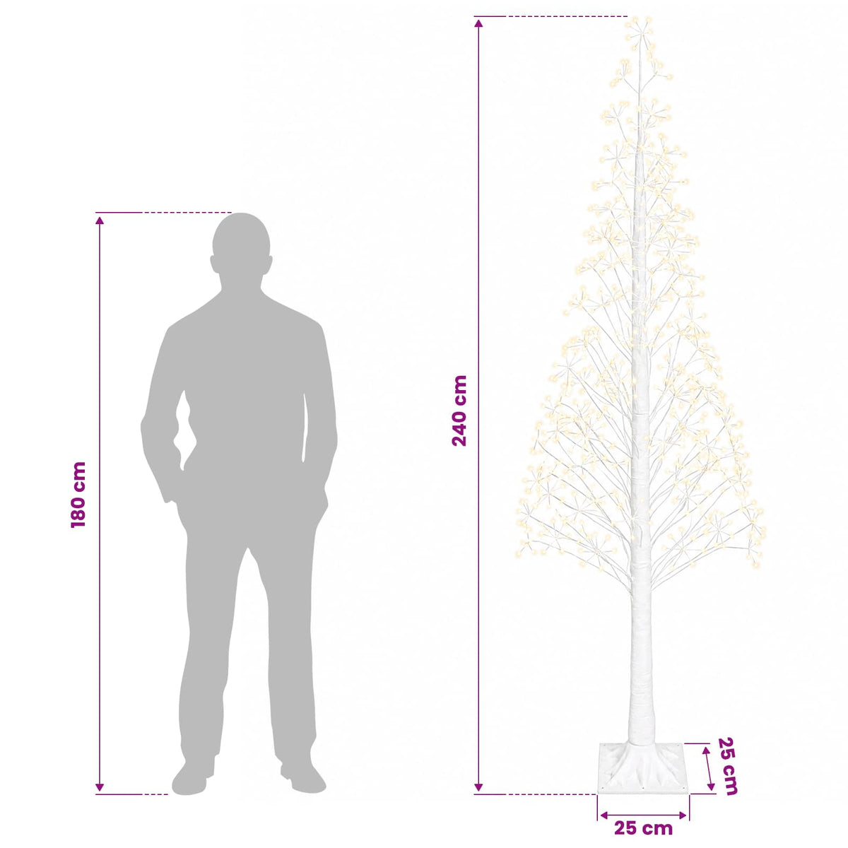 Žvaigždinė Kalėdų eglutė Balta 25 x 25 x 240 cm Plastmasė