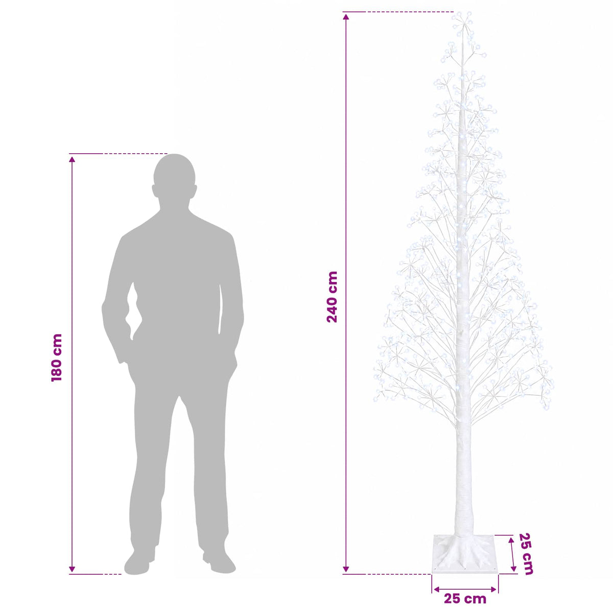 Žvaigždinė Kalėdų eglutė Balta 25 x 25 x 240 cm Plastmasė