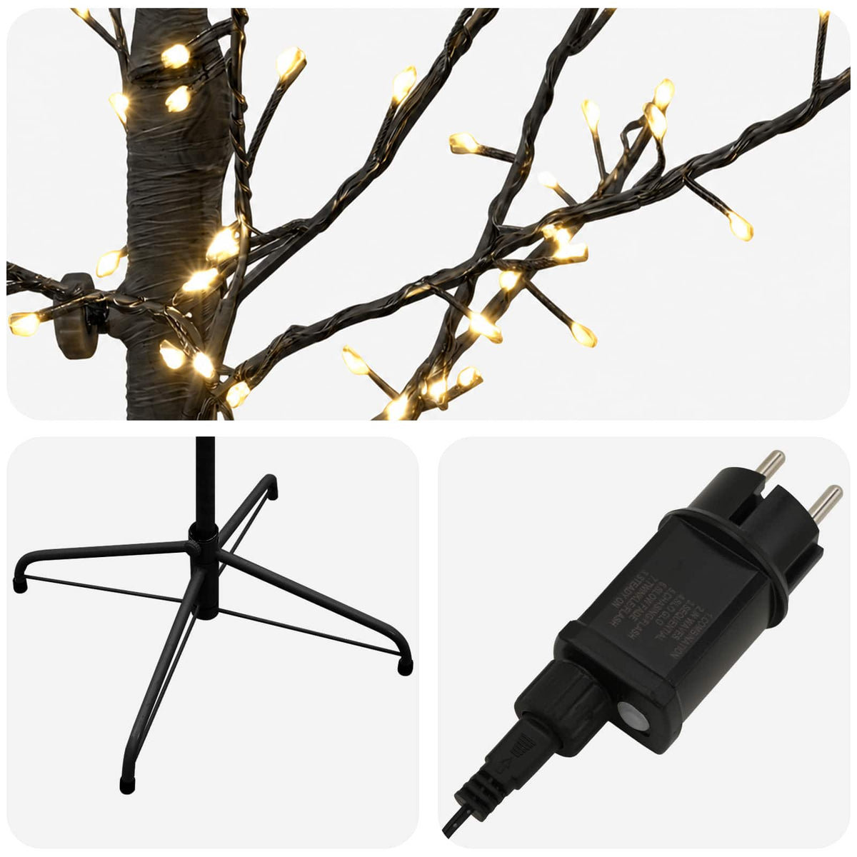 Mikro beržo Kalėdų eglutė Juoda 47 x 210 cm Plienas 567 LED