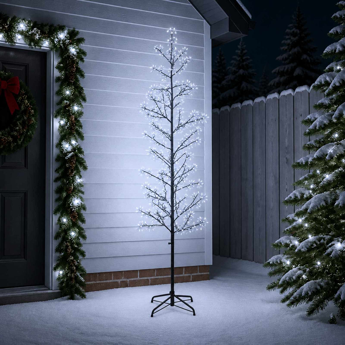Mikro beržo Kalėdų eglutė Juoda 47 x 210 cm Plienas 567 LED