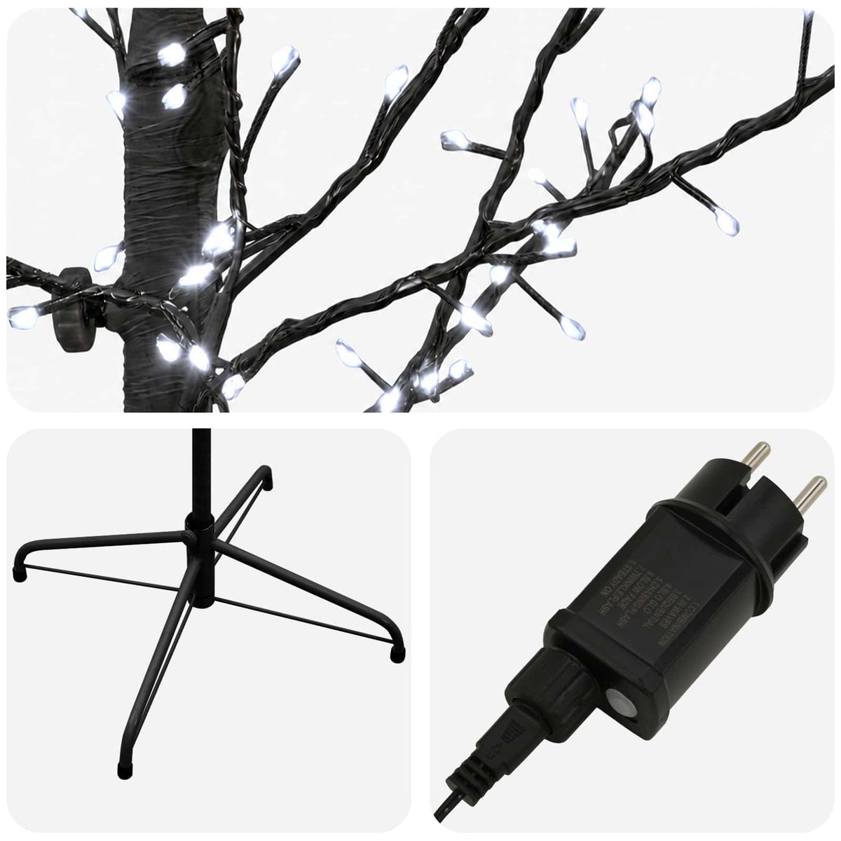 Mikro beržo Kalėdų eglutė Juoda 47 x 210 cm Plienas 567 LED