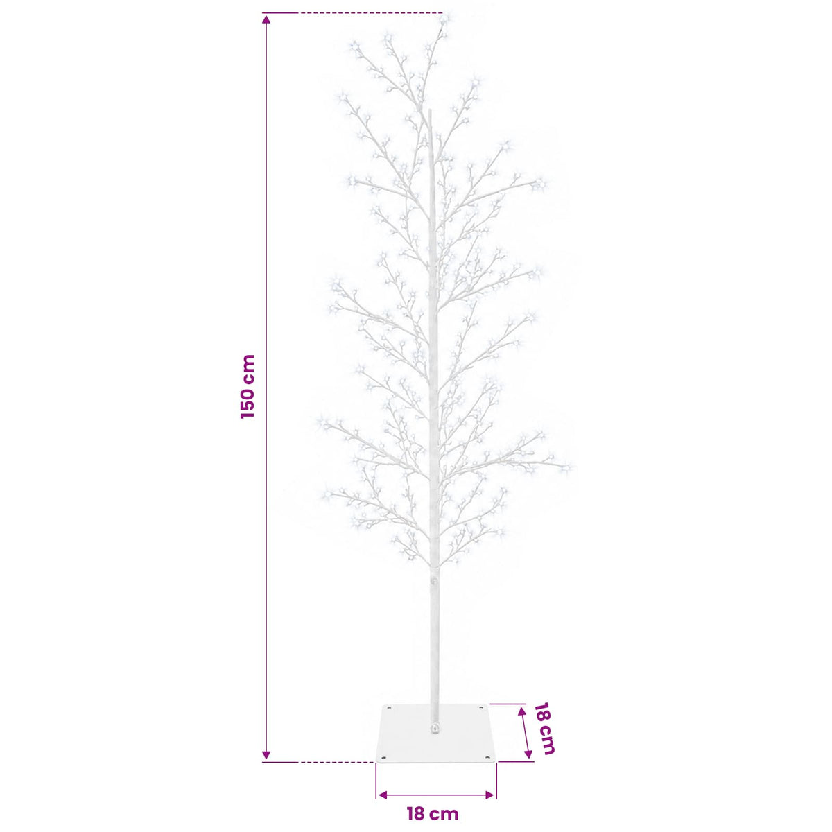 Mikro beržo Kalėdų eglutė Balta 150 cm Plienas 360 LED