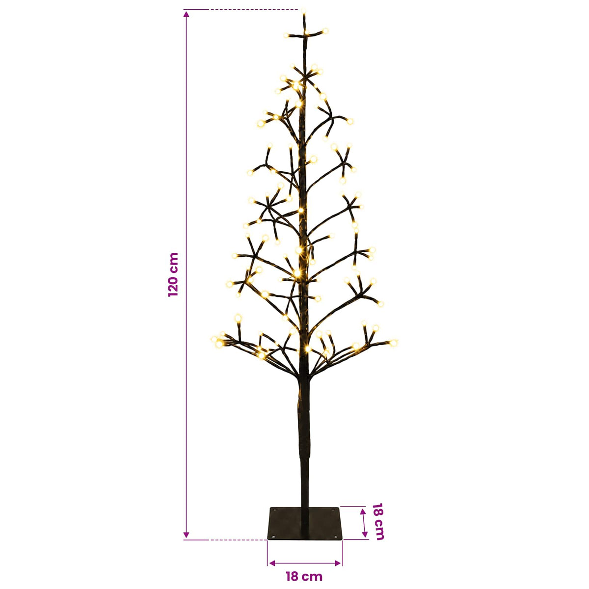 LED girliandų Kalėdų eglutė Juoda 18 x 18 x 120 cm Plienas