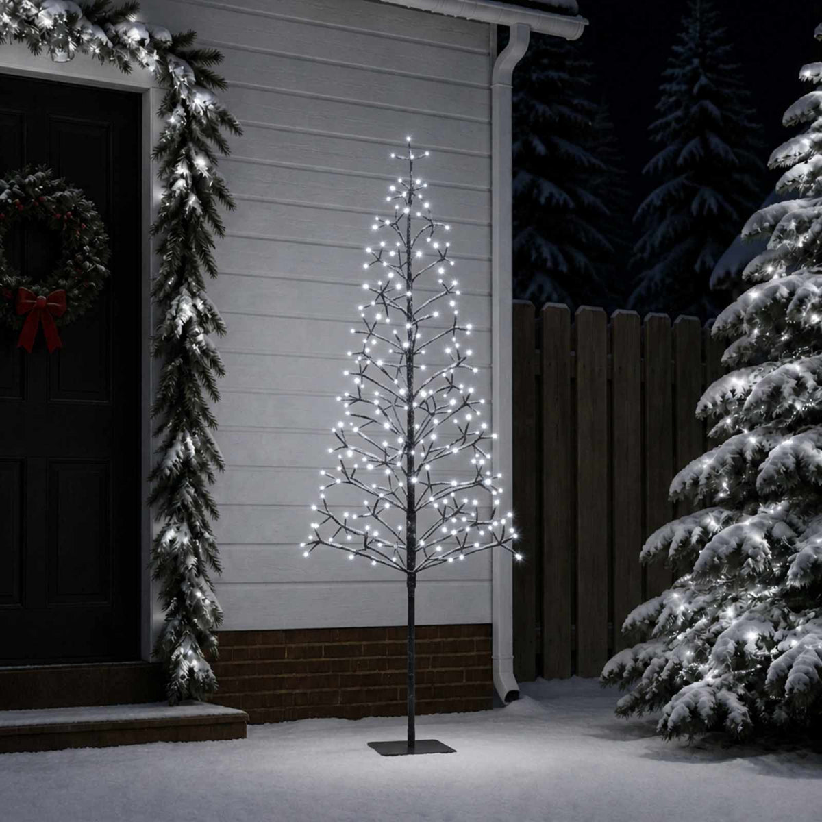LED girliandų Kalėdų eglutė Juoda 180 cm Plienas 196 LED