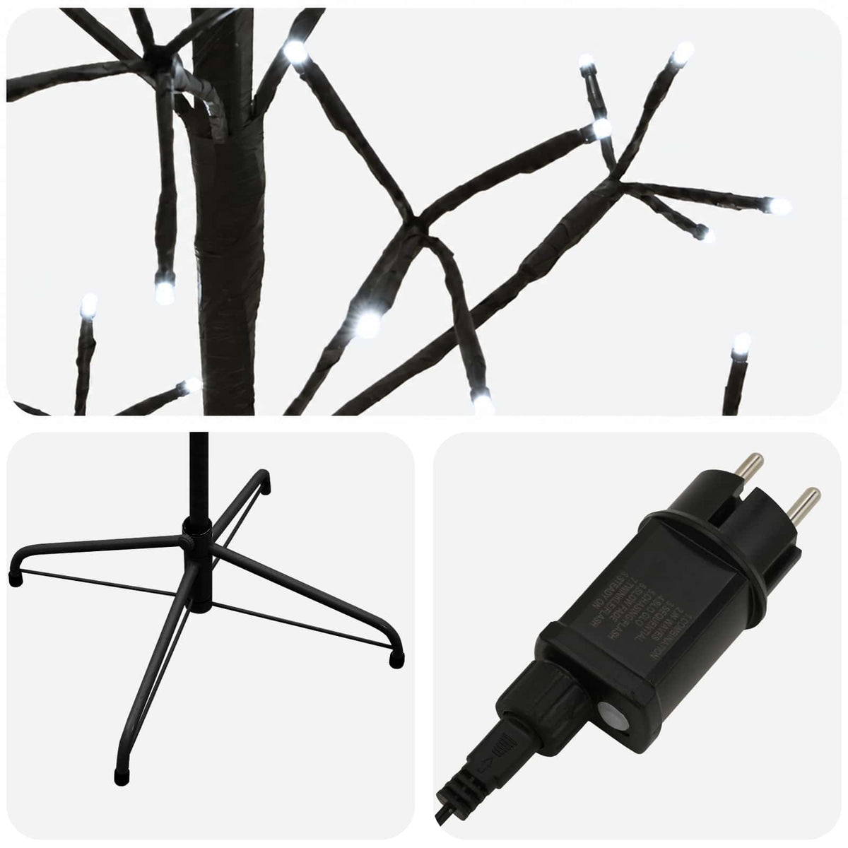 LED girliandų Kalėdų eglutė Juoda 180 cm Plienas 196 LED