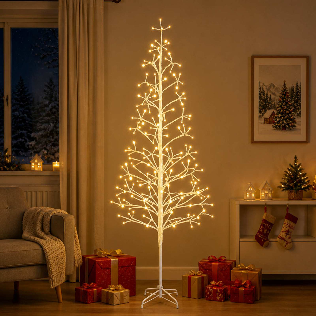 LED girliandų Kalėdų eglutė Balta 47 x 240 cm Plienas 268 LED