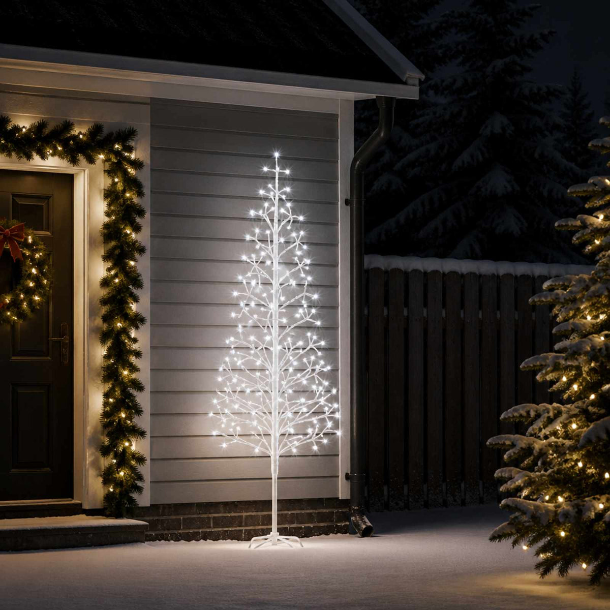 LED girliandų Kalėdų eglutė Balta 47 x 210 cm Plienas 228 LED